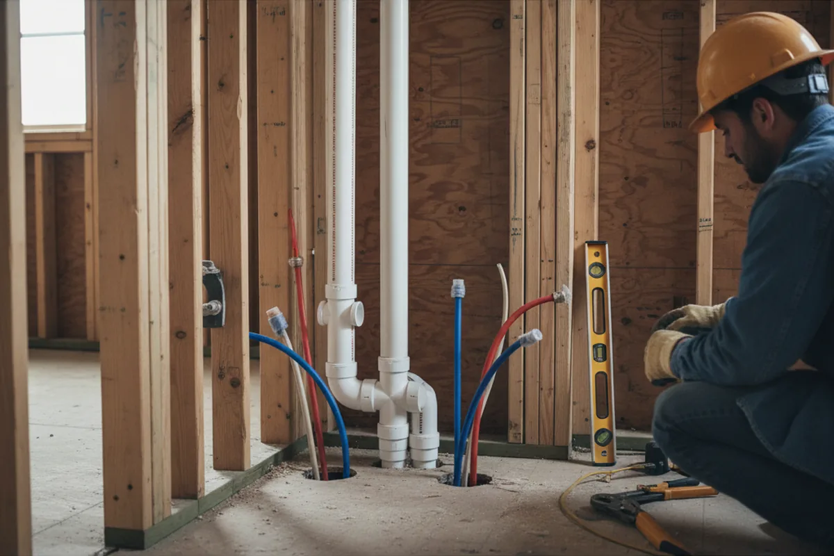 Drain and supply rough-in during Garbage Disposal Repair in Olmstead